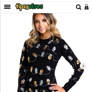 Women's Christmas Light Strand Sequin Sweater Dress